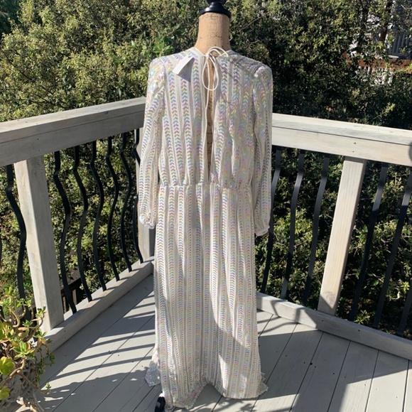 NWT Anthropologie Maxi dress Sequin Metallic boho beach wedding glam bridal M/L - Picture 14 of 16